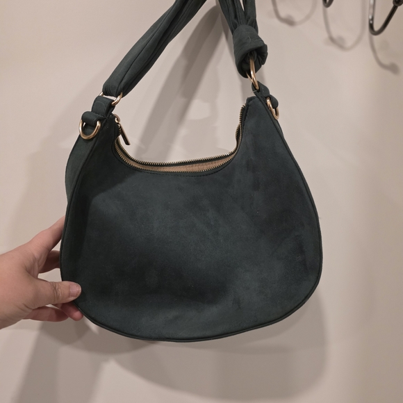 Nanette Lepore Dark Green Suede Shoulder Bag - Picture 3 of 6